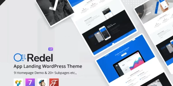 Redel Responsive App Landing WordPress Theme 1.7.2 GPL Theme