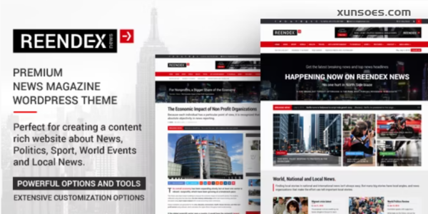 Reendex Broadcast News Magazine WordPress Theme 1.0.5 GPL Theme