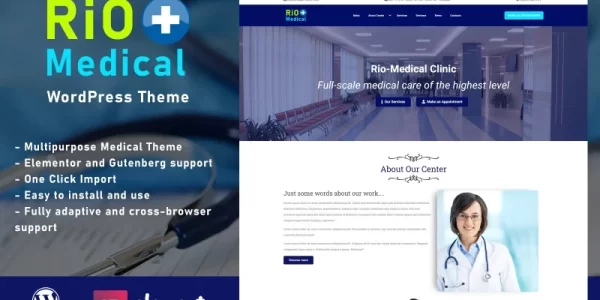 Rio-Medical Medical Center Landing Page WordPress Theme 1.3.0 GPL Theme