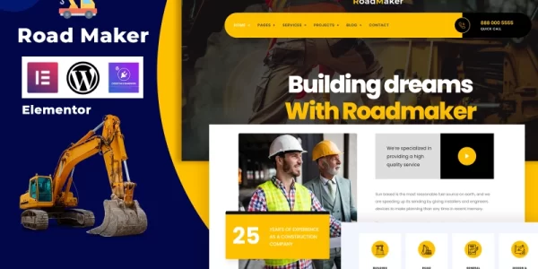 Road Maker Construction WordPress Elementor Theme WordPress Theme 1.0.0 GPL Theme