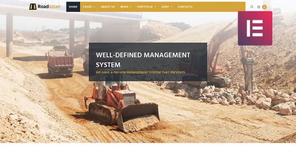 Roadastan Road Construction WordPress Elementor Theme WordPress Theme 1.1.1 GPL Theme