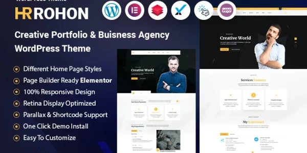 Rohon Creative Personal Portfolio Business and Blog WordPress Theme 1.0.0 GPL Theme