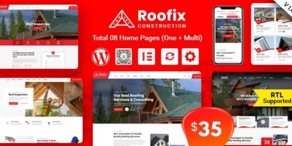 Roofix Roofing Services WordPress Theme 2.1.2 GPL Theme