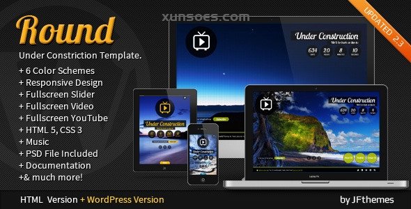Round Responsive, Fullscreen, Under Construction 1.2 GPL Theme