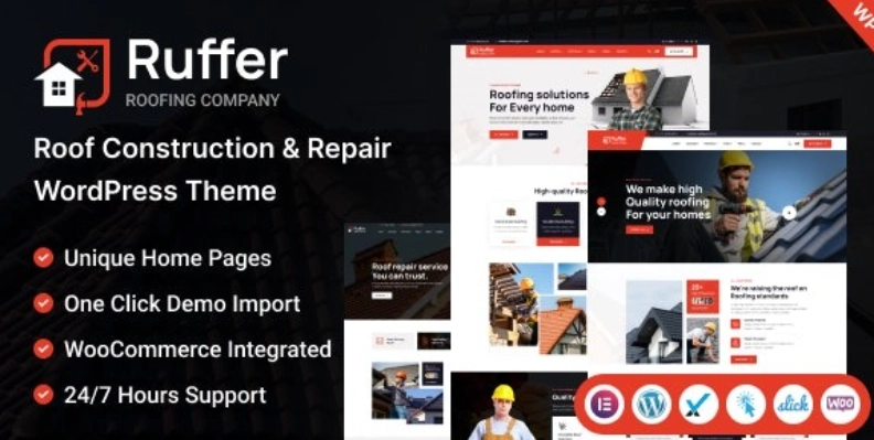 Ruffer Roof Construction Repair WordPress Theme 1.0.0 GPL Theme
