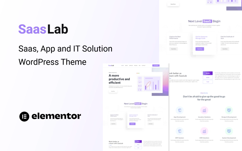 SaasLab SaaS, App and IT Solution One Page WordPress Theme 1.0.0 GPL Theme
