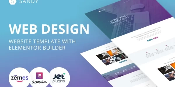 Sandy Web Design Website Template with Elementor Builder WordPress Theme 1.0.1 GPL Theme