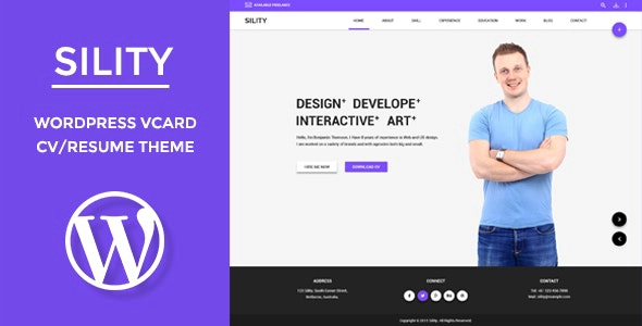 Sility vCard, CV Resume WordPress Theme 1.7.2 GPL Theme