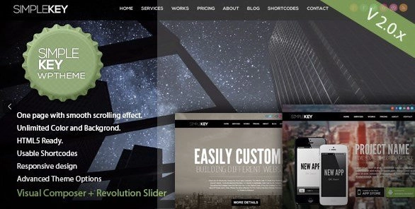 SimpleKey One Page Portfolio WordPress Theme 2.5.4 GPL Theme