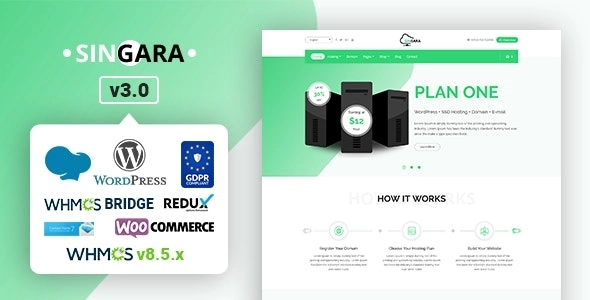 Singara Multipurpose Hosting with WHMCS WordPress Themes 3.0 GPL Theme