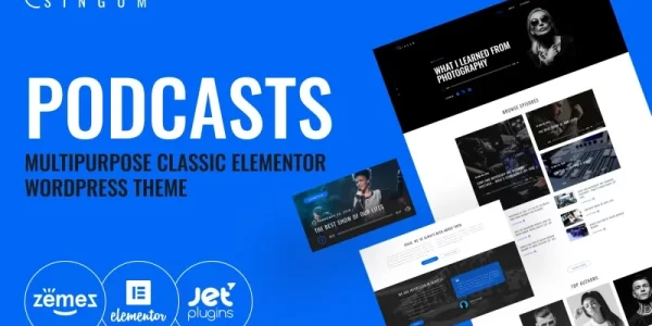 Singum Podcaster Multipurpose Classic WordPress Elementor Theme WordPress Theme 1.0.1 GPL Theme