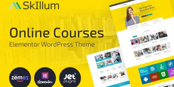 SkIllum Online Courses WordPress Elementor Theme WordPress Theme 1.0.1 GPL Theme