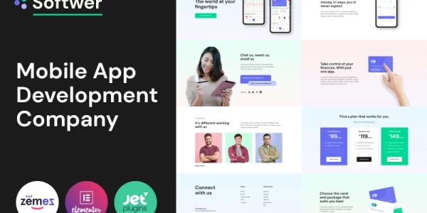 Softwer Mobile App Development Company Website Template WordPress Theme 1.0.0 GPL Theme