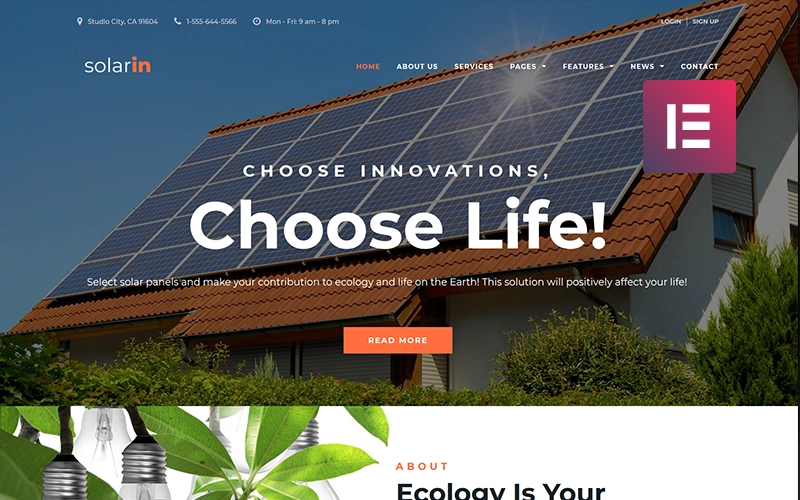 Solarin Solar Energy Company WordPress Elementor Theme WordPress Theme 1.0.1 GPL Theme