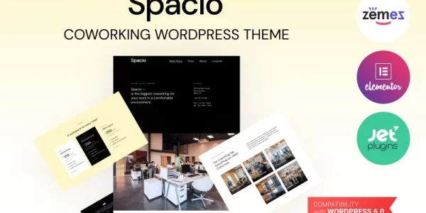 Spacio Coworking WordPress Theme to Unite Workers 1.0.0 GPL Theme