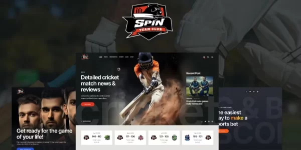 Spin – Cricket Team Sports WordPress Theme + AI 1.0.0 GPL Theme