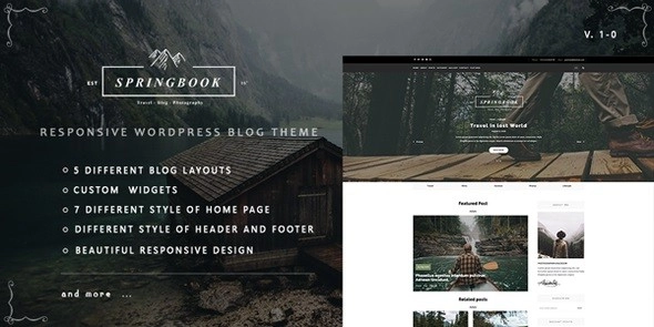 Springbook Responsive WordPress Blog Travel Photography Theme 1.0.1 GPL Theme