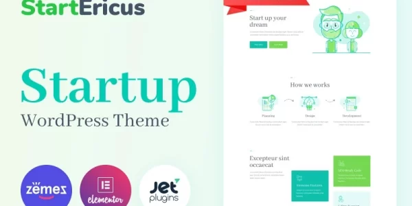 StartEricus Clean and Minimalistic Startup Landing Page WordPress Theme 1.0.0 GPL Theme