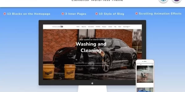 Stellar Car Washing Landing page with Blog WordPress Theme WordPress Theme 1.2 GPL Theme