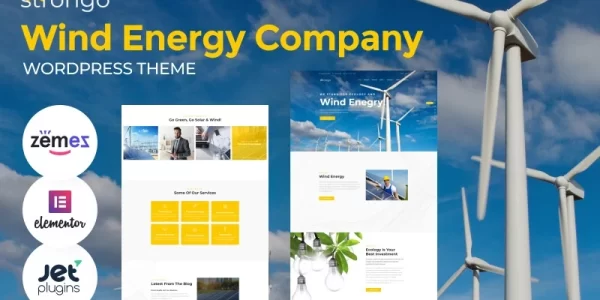 Strongo Wind Solar Energy WordPress Theme 1.0.1 GPL Theme