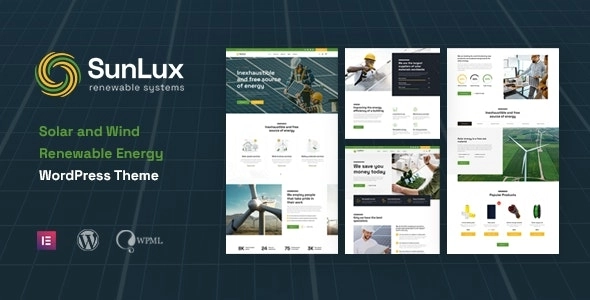 Sunlux Solar and Renewable Energy WordPress Theme 1.0.1 GPL Theme
