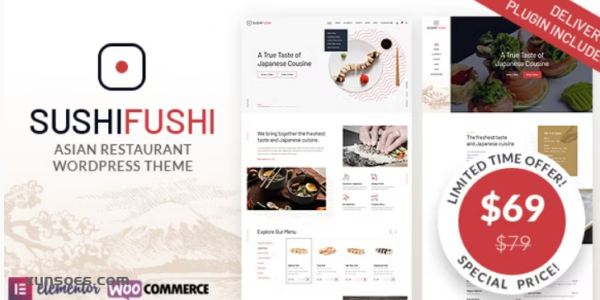 SushiFushi Japanese Asian Restaurant WordPress Theme 1.5 GPL Theme