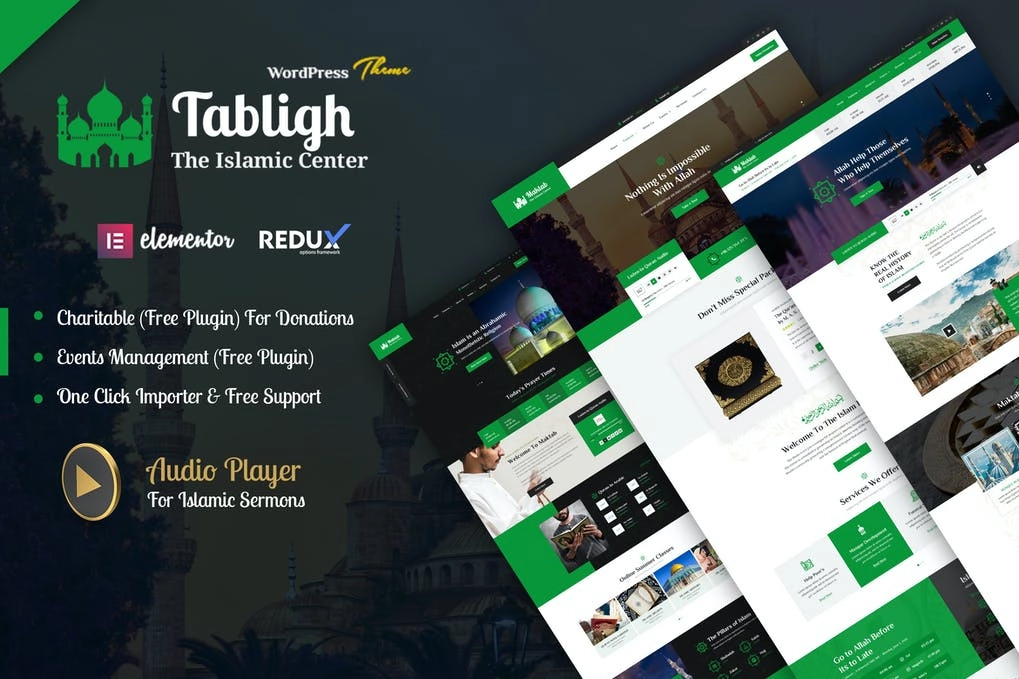 Tabligh Islamic Institute Mosque WordPress Theme + RTL 1.0 GPL Theme