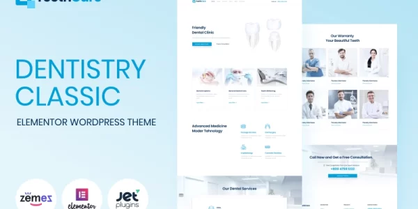 TeethCare Dentistry Classic WordPress Elementor Theme WordPress Theme 1.0.0 GPL Theme