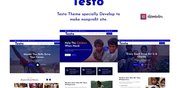 Testo– Nonprofit Charity Elementor WordPress Theme WordPress Theme 1.0.0 GPL Theme