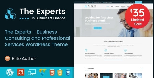 The Experts Business Consulting and Professional Services WordPress Theme 3.2 GPL Theme