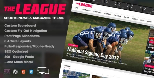 The League Sports News Magazine WordPress Theme 4.2.1 GPL Theme