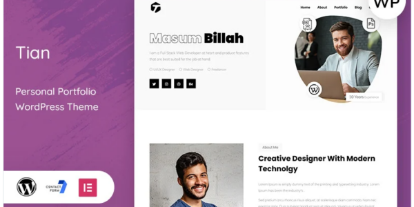 Tian – Minimal Personal Portfolio WordPress Theme 1.0.0 GPL Theme