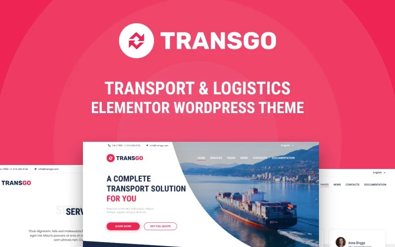 TransGo Transport Logistics WordPress Elementor Theme WordPress Theme 1.1.2 GPL Theme