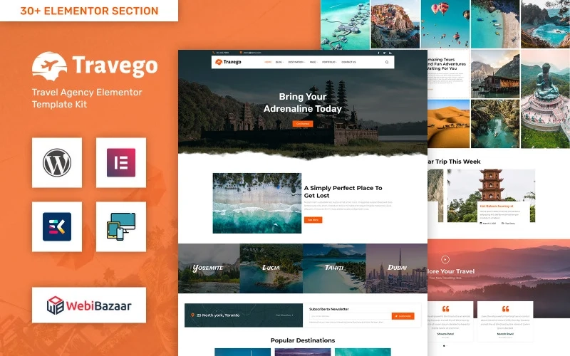 Travego Tour Travel Agency Template WordPress Theme 1.0 GPL Theme