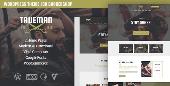 Trueman Hairdresser Shaving Barbershop WordPress Theme 1.4 GPL Theme