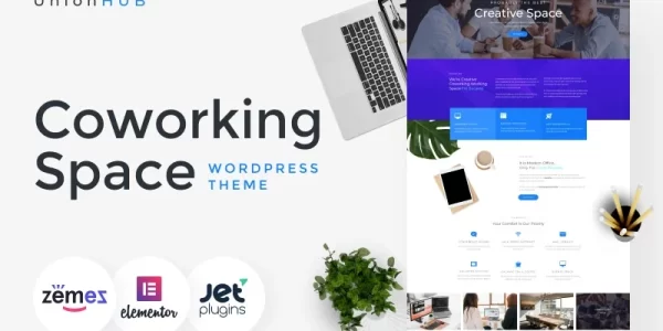 UnionHUB Coworking Space WordPress Elementor Theme WordPress Theme 1.0.1 GPL Theme