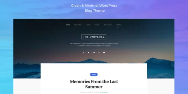 Universe Clean Minimal WordPress Blog Theme 1.2.2 GPL Theme