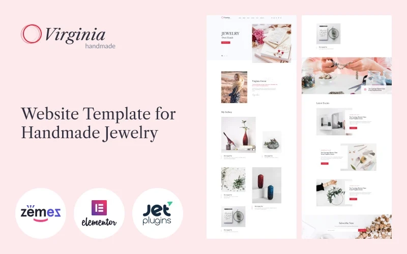 Virginia Website Template for Handmade Jewelry with Elementor Builder WordPress Theme 1.1.0 GPL Theme