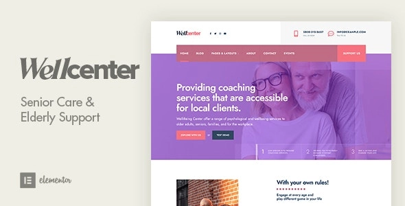 Wellcenter Senior Care Support WordPress Theme 1.4 GPL Theme