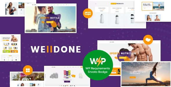Welldone Sports Fitness Nutrition and Supplements Store WordPress Theme 1.9.12 GPL Theme