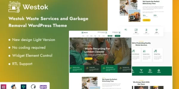 Westok Waste Services and Garbage Removal WordPress Theme 1.0.1 GPL Theme