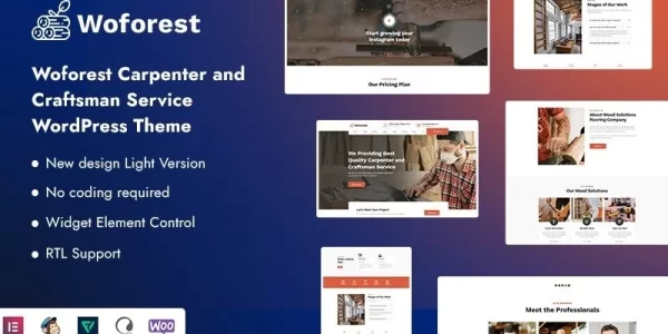 Woforest Carpenter and Craftsman Service WordPress Theme 1.0.0 GPL Theme