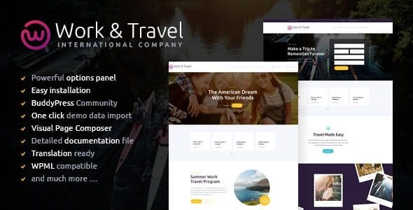 Work Travel Company Youth Programs WordPress Theme 1.2 GPL Theme