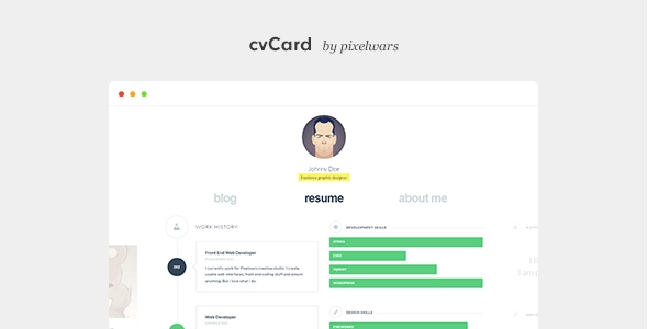 cvCard WP Responsive WordPress Resume Theme 1.4.5 GPL Theme