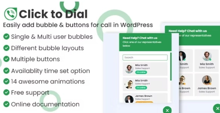 Click to dial – Direct call from website WordPress plugin 1.3.0 GPL Plugins