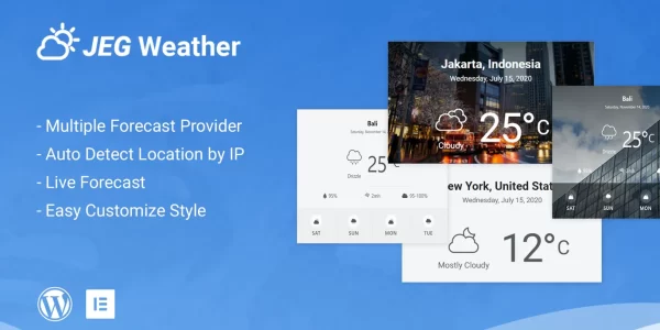 Jeg Weather Forecast WordPress Plugin Add Ons for Elementor and WPBakery Page Builder 1.0.7 GPL Plugins