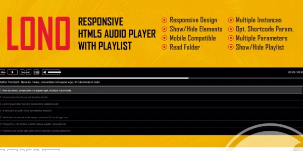 Lono Responsive HTML5 Audio Player With Playlist 1.3.1 GPL Plugins