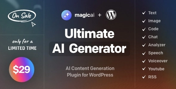 MagicAI for WordPress AI Text, Image, Chat, Code, and Voice Generator 1.4 GPL Plugins