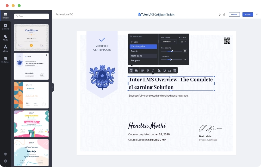 Tutor LMS Certificate Builder 1.1.1 GPL Plugins