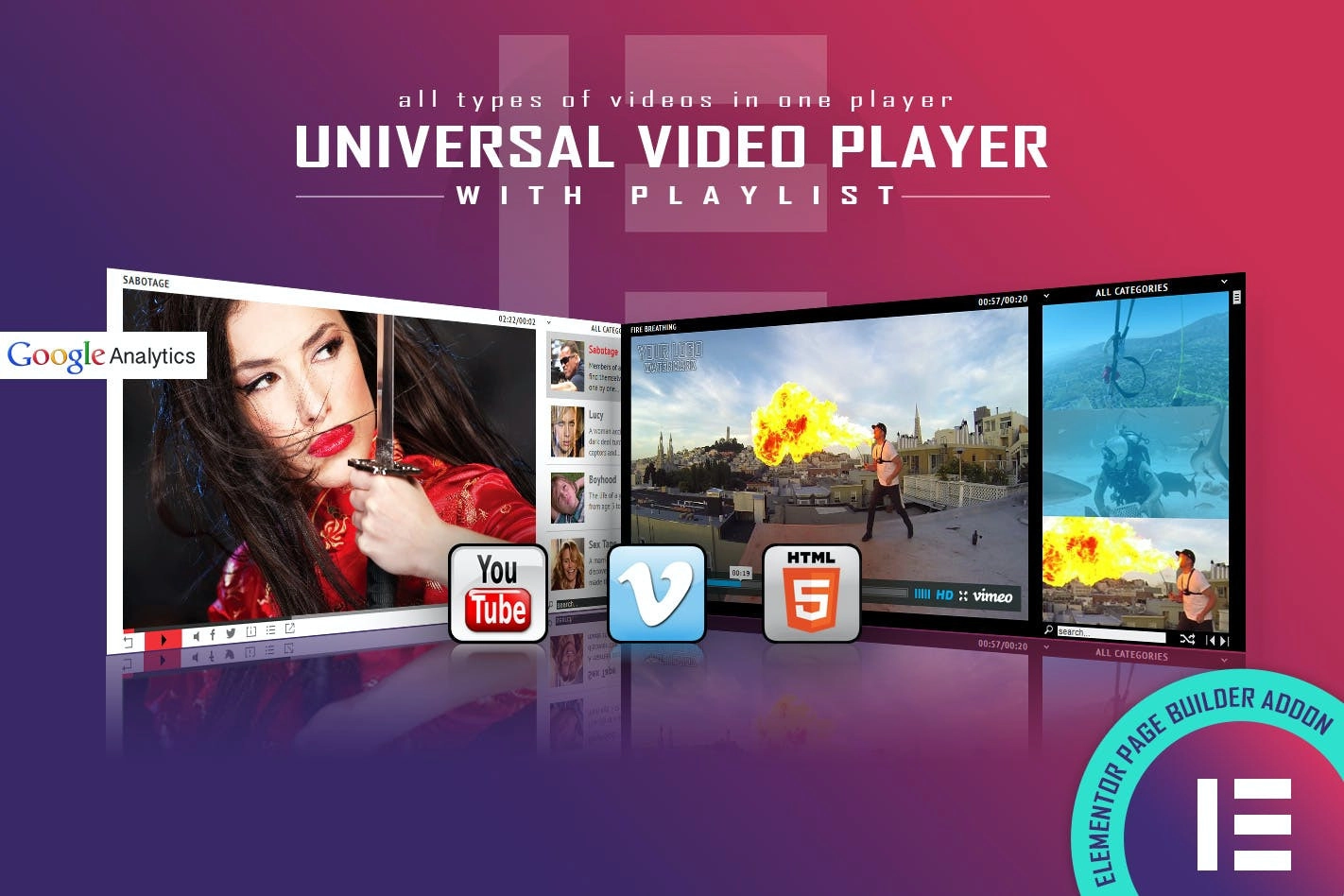 Universal Video Player YouTube/Vimeo/Self-Hosted Elementor Widget 1.1 GPL Plugins